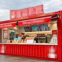 Magasin conteneur préfabriqué prêt à l'emploi avec panneaux sandwich isolés, structure en acier, fenêtre de service et bar