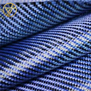 Azul Tecido kevlars carbono híbrido sarga tejido Kevlars Aramid 3K tela de <span class=keywords><strong>fibra</strong></span> de carbono para carcasa de teléfono móvil - Product Image 3