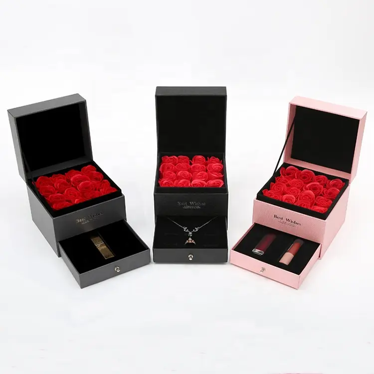 Caja de joyería para dama de honor, brillo de labios, caja de flores de Rosa mystery preservada con menor coste