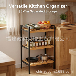 Three Layer Bamboo Bathroom <b>Shelf</b> 60X70cm Freestanding Storage Rack For Home Living Room <b>Bedroom</b> Balcony - Product Image 2