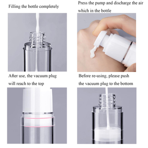 Flacon Airless 15ml 30ml 50ml 80ml 100ml 120ml, Flacon de Lotion Airless Blanc, Pompe Pulvérisatrice en Plastique avec Sérigraphie Cosmétique - Product Image 3