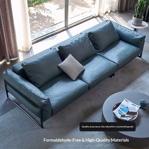 2026 Italian Minimalist Three Seater Straight Leather <b>Sofa</b> With Down Filling <b>For</b> Small Living Room - Product Image 4