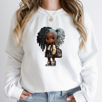 Hip Hop Afro école filles fer sur impression dessin animé Dreadlock filles noires DTF transferts autocollants prêt à presser pour T-shirts