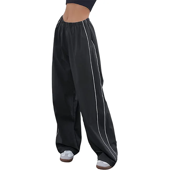 Women's Parachute Pants Baggy Elastic Waist Relaxed Y2K Track Pant Trousers
