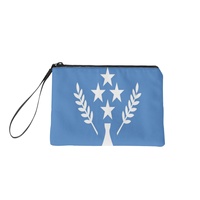 Dompet Koin Mini Modis Kanvas Cetak Bendera Kosrae Dompet Ritsleting Portabel dengan Warna Campuran untuk Kartu Koin Barang Kecil