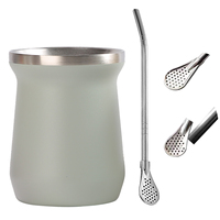 Precio de Fábrica, Vasos Térmicos de Acero Inoxidable Aislados Personalizados de 8oz, Taza para Yerba Mate con Cuchara, Taza de Regalo Ecológica