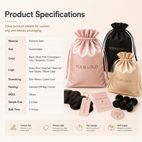 Sac à cordon en satin de soie rose imprimé sur mesure, sac à poussière, sac de rangement pour bijoux, cils, perruques, sac en satin de soie pour cadeau