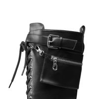 Bottes hautes à plateforme pour femmes OEM Bottes de moto gothiques à lacets Bottes hautes d'équitation à fermeture éclair à la mode