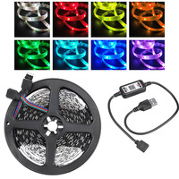 Kit de tira de luces LED RGB USB SMD3535, cinta de luz LED ambiental autoadhesiva regulable que cambia de color para fondo de TV, decoración del hogar