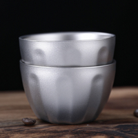Mug Tumpuk Berinsulasi Dinding Ganda Titanium Ringan 450 ml Vakum Terisolasi untuk Kopi & Teh, Cangkir Siap Pakai 150ml/5.07oz