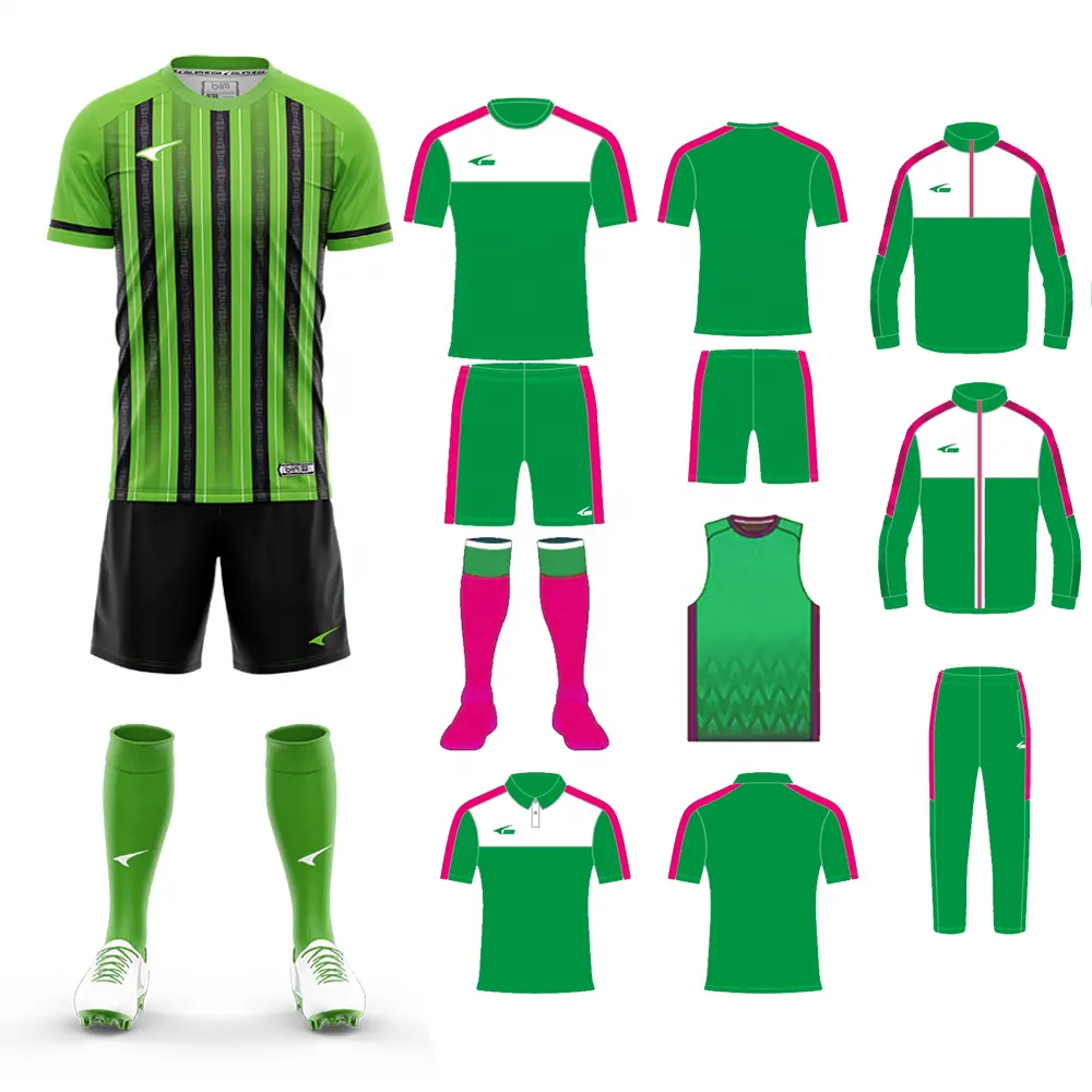 Ensemble complet de vêtements de football imprimés par sublimation, veste de football par sublimation, survêtement, short de football, maillot de football personnalisé sur mesure