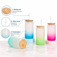 Vente en gros usine : Tasses personnalisées 16oz, Gobelets en verre pour sublimation, Bouteilles en verre dépoli transparentes pour bière et lait avec paille