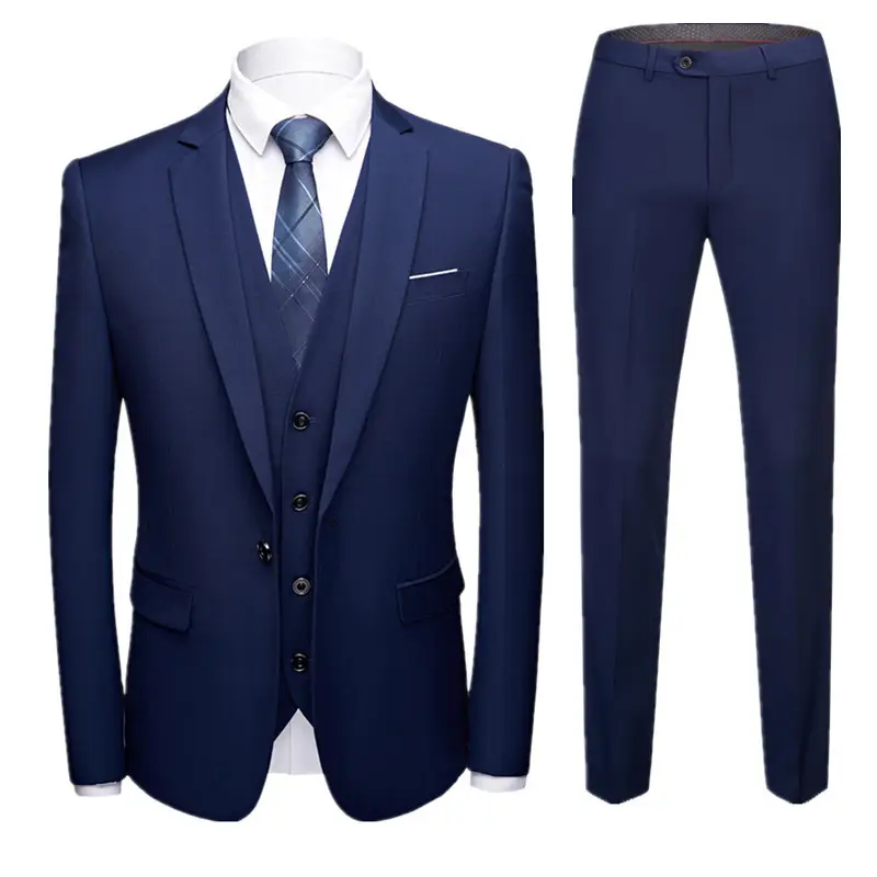 OEM ternos mascule Slim Fit Button leisure groom jacket wedding series coat pants casual blazer 3 piece set men's suits