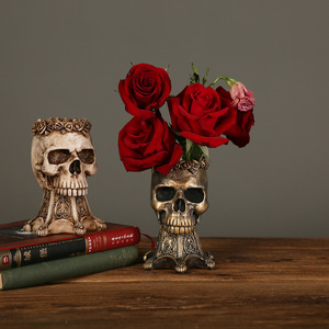 Maceta de esqueleto de resina para Halloween, accesorios para cabeza de <span class=keywords><strong>Gabba</strong></span>, adornos de resina para broma creativa, sin cerebro - Product Image 2