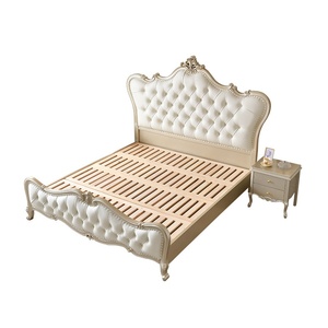 Letto Matrimoniale in Legno Massello Stile Americano 1,8m con Imbottitura Morbida in Pelle Ecologica per Camera da Letto Principale - Product Image 5