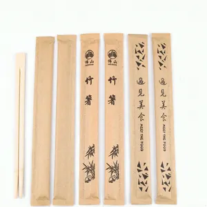 Eco-environmental customer custom paper bag wrapped disposable twin bamboo chopsticks