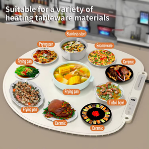 Tapis chauffant pliable pour aliments, chauffe-plat électrique rond extra large, tapis de réchauffement pour vêtements ou assiettes avec 8 niveaux de minuterie - Product Image 3
