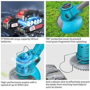 Lithium Battery Grass Cutter Weed Eater Trimmer Cordless <b>Garden</b> Tools Lawn Mower Brush GT-4003 Cordless Design Operates Quietly - Product Image 5