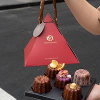 Boîte alimentaire pyramidale pour plats à emporter, personnalisée, nouvelle, pour gâteaux arabes, desserts, plateaux de dégustation, en carton, petite boîte pyramidale pour petit-déjeuner à emporter
