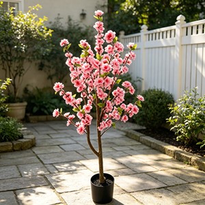 Branche de fleur de pêcher rose pâle romantique avec des pétales fins et délicats pour la décoration de festivals, les vitrines de magasins, les murs de la maison - Product Image 5