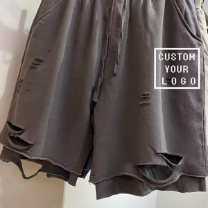 Nuevo Diseño de Moda Masculina: <span class=keywords><strong>Shorts</strong></span> Desgastados con Estilo, <span class=keywords><strong>Shorts</strong></span> Personalizados de Doble Capa para <span class=keywords><strong>Hombre</strong></span>, Corte con Borde Crudo - Product Image 5