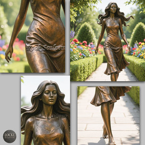 Bahçe Dekorasyonu İçin Özel Yapım Metal Gerçek Boyutta Açık Hava Bronz Figür Yürüyen Heykeller - Product Image 3