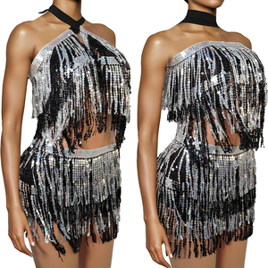 Danse du ventre hanche écharpe jupe Costume Halloween Festival musique <span class=keywords><strong>Disco</strong></span> Sequin gland jupes costumes pour femmes - Product Image 5