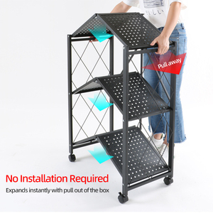 Household Double 3-5 Tier Metal Free Standing <strong>Storage</strong> Racks Foldable Shelving Rack Stackable <strong>Kitchen</strong> <strong>Storage</strong> <strong>Units</strong> - Product Image 4