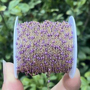 NUOVO Catenina a <span class=keywords><strong>Rosario</strong></span> Personalizzabile in Acciaio Inossidabile con Perline a Sfera Smaltate Glitterate e Catenina Piatta a Cavo, Vendita all'Ingrosso in Rotoli - Product Image 3