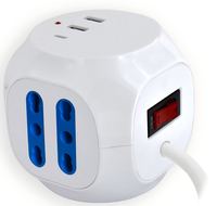 Multiprise italienne avec 3 ports USB, 1 type C + 2 type A, max 20W, 6 prises 10/16A bipasso