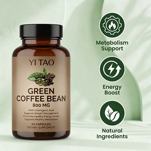 Complément de grains de café vert 800 mg, favorise des niveaux d'énergie sains, soutient la gestion du poids et le métabolisme, non-OGM, 60 capsules - Product Image 2