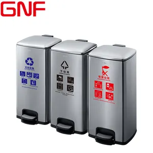 GNF 3 IN 1 recycelbarer Pedal behälter aus Edelstahl 3-fach Mülleimer