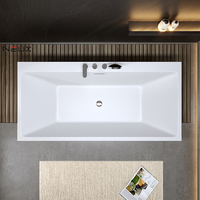 Baignoire autoportante rectangulaire en acrylique de haute qualité, design minimaliste, blanche, sur mesure, pour appartement