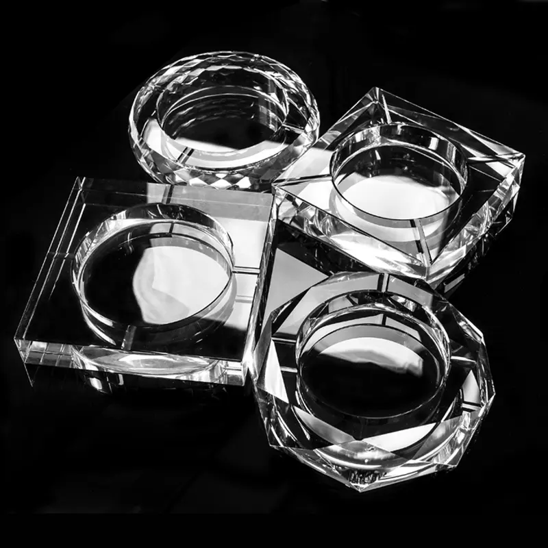 Factory custom made glass ashtray engraved crystal ashtray with customized design