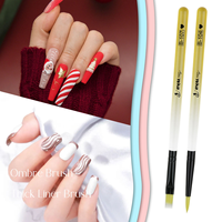Nouvel ensemble professionnel de 7 pinceaux de précision anti-chute pour nail art, avec manche en acrylique jaune dégradé, pour la peinture florale 3D et le traçage
