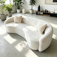 Sofá Doble Reclinable de Tela en Forma de Arco, Color Crema, Comprimido al Vacío, Relleno de Esponja, Minimalista, de Dos Plazas para Espacios Pequeños