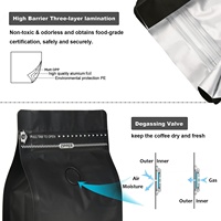 Sacs à thé et à café biodégradables 250g 500g 1kg Sachets à café à fond plat Emballages pour grains de café