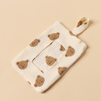 Sac de rangement suspendu multi-usages pour lingettes et mouchoirs pour bébé, en tissu crêpe de coton pur double couche, avec fermeture éclair