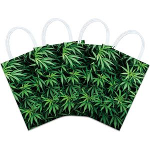 Weeds <b>Leaves</b> Party Paper Gift Bags <b>Leafs</b> Print Goodies Candy Kraft Treat Paper Bags Eco-friendly Eco Material Paper Bags - Product Image 2