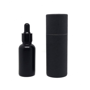 <b>Empty</b> 50 ml 1 oz Cosmetic Hair Essential Oil <b>Bottles</b> 100ml Frosted Black Glass Dropper <b>Bottle</b> With Paper Box - Product Image 4