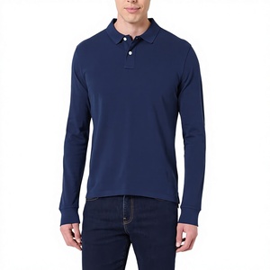Polo à manches longues pour homme, 100% coton, tricoté, uni, décontracté, pour le golf - Product Image 4