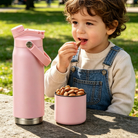 Bouteille d'eau écologique en acier inoxydable de 32 oz, gourde isotherme réutilisable avec compartiment de rangement amovible au fond pour enfants, sport et gym