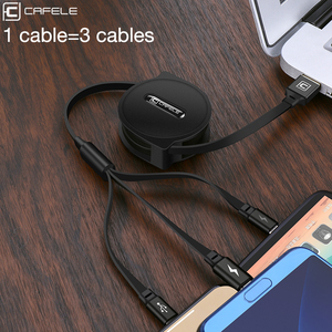 Câble de données rétractable CAFELE 1 à 3, micro type C, multi-chargeur, câble de données, ligne de données 3 en 1, rétractable, 1,2 m, synchronisation des données, câble de charge - Product Image 2
