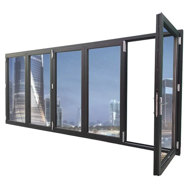 Büyük panel Bi katlanır kapı, köşe salıncak çift cam yalıtım cam veranda dış katlanır kapılar