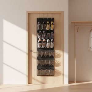 24 <b>Pockets</b> Crystal Clear PVC Over Door Shoe Organizer, Non-woven Space Saving Storage Rack Over the Door Shoe Organizer - Product Image 1
