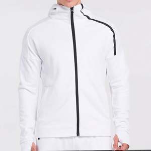 2023 alta calidad hombres personalizado liso gimnasio negro blanco Sudadera con capucha chaqueta niño Casual cremallera completa sudaderas con capucha - Product Image 3