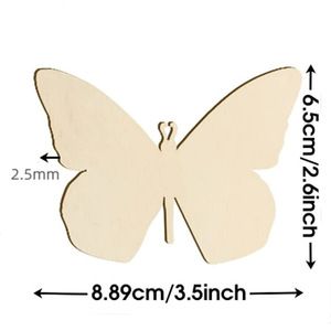 Feuille de peinture en bois vierge en forme de papillon, décoration artisanale en bois non finie pour enfants et adolescents. - Product Image 1