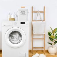 Boîte en métal blanche pour rangement domestique et organisation, style ferme, support pour distributeur de savon, couvercle à cuillère, rangement pour lessive
