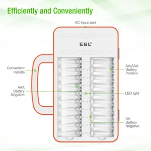 Unidade de carregador de bateria recarregável universal EBL para baterias recarregáveis NiMH NiCD AA AAA Carregadores multifuncionais