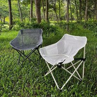 Chaise pliante d'extérieur portable avec dossier en maille respirante en forme de lune pour la plage, la pêche et la peinture artistique – Mobilier d'extérieur